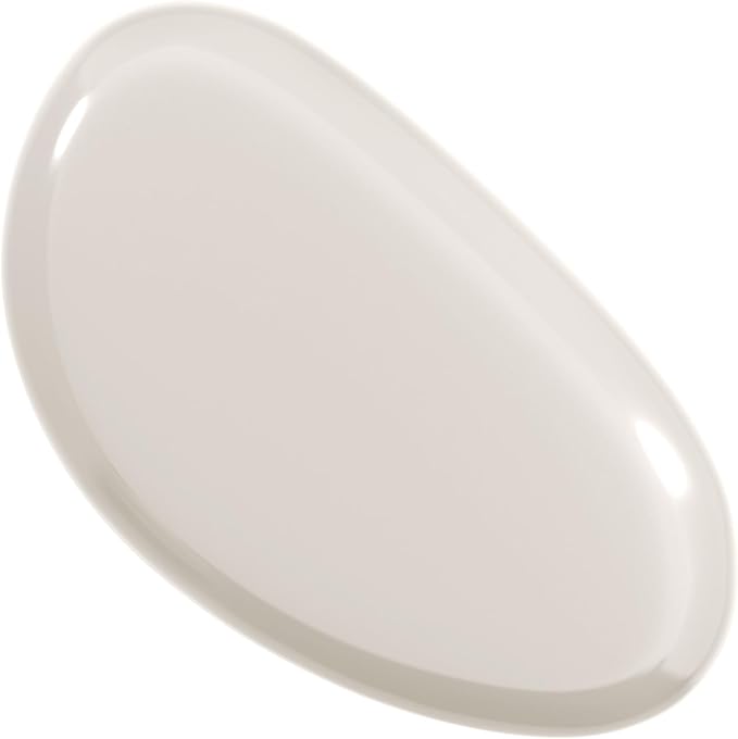 24/7 Shop at Home Kavren Modern 37-inch Oval Glossy Low Profile Coffee Table, Stone Shape Living Room Furniture for Small Space, Ivory