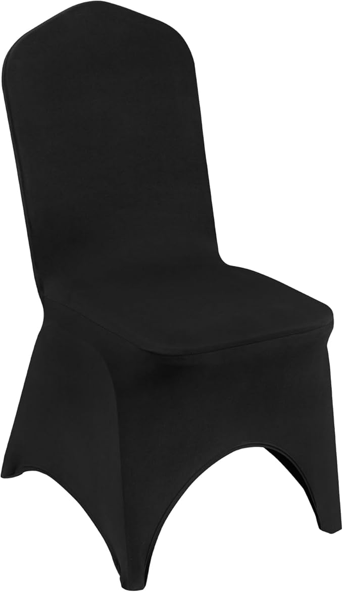 VEVOR 50 Pcs Black Chair Covers Polyester Spandex Stretch Slipcovers for Wedding Party Dining Banquet Arched-Front Chair Covers