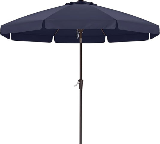 ABCCANOPY 9ft Scalloped Patio Umbrella, Outdoor Table Umbrella with Tilt and Crank, Fiberglass Ribs Deck Umbrella for Patio, Pool, Garden, Picnic (Tibetan Blue)