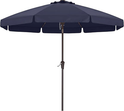 ABCCANOPY 10ft Scalloped Patio Umbrella, Outdoor Table Umbrella with Tilt and Crank, Fiberglass Ribs Deck Umbrella for Patio, Pool, Garden, Picnic (Navy Blue)