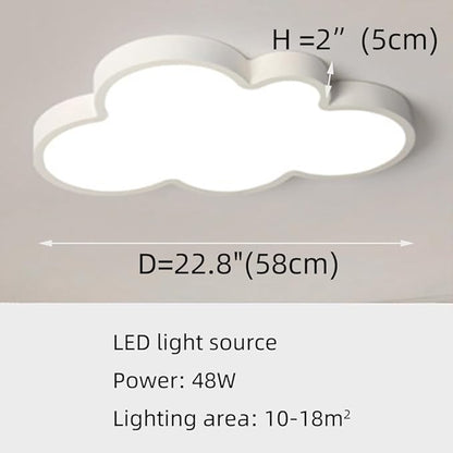 Cloud-Shaped Ceiling Light for Kids Room - 3-Color Adjustable, Dimmable LED Nursery Light, Flush Mount Modern Ceiling Lamp for Bedroom, Playroom (White) 22IN 48w