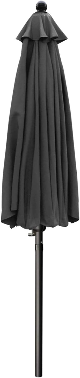 ABCCANOPY 7.5ft Scalloped Patio Umbrella, Outdoor Table Umbrella with Tilt and Crank, Fiberglass Ribs Deck Umbrella for Patio, Pool, Garden, Picnic (Dark Gray)