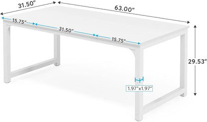 Tribesigns Modern Computer Desk, 63 x 31.5 inch Large Executive Office Desk Computer Table Study Writing Desk Workstation for Home Office, Spliced Desktop, White