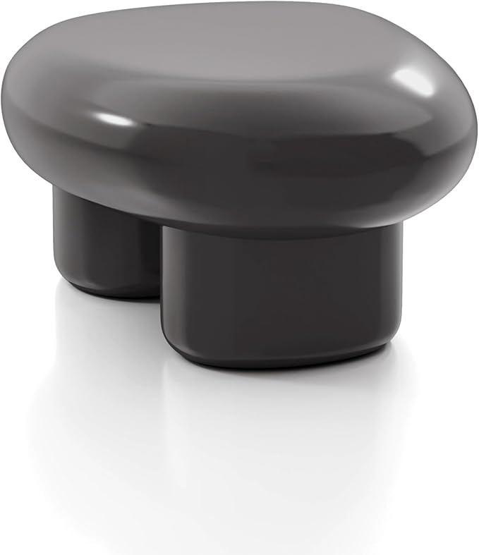 24/7 Shop at Home Kavren Modern 37-inch 2-Piece Oval Glossy Low Profile Coffee Table Set, Stone Shape Living Room Furniture for Small Space, Dark Grey