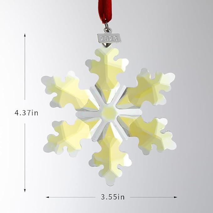 2023 Edition Crystal Snowflake Ornament Christmas Tree Ornament Home Decor Gift (23-Set of 2-Colorful)