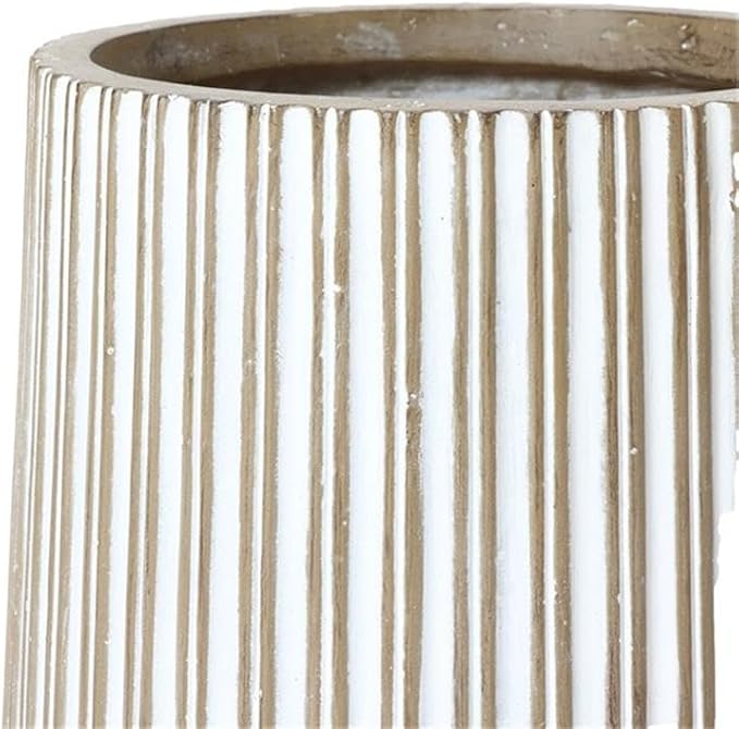 LuxenHome 22" H Tapered Tall Planter, Indoor Outdoor Large Plant Pot with Drainage Hole and Rubber Plug, Modern Striped Flower Pots for Plants, Handmade Concrete Planter Pots for Home Garden Patio