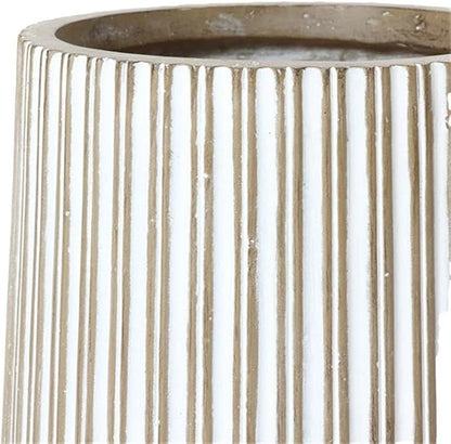 LuxenHome 22" H Tapered Tall Planter, Indoor Outdoor Large Plant Pot with Drainage Hole and Rubber Plug, Modern Striped Flower Pots for Plants, Handmade Concrete Planter Pots for Home Garden Patio