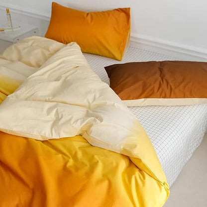 CLOTHKNOW Orange Comforter Set Twin/Twin XL Rust Beige Gradient Bedding Comforter Sets Light Orange Bed Comforter Sets Soft