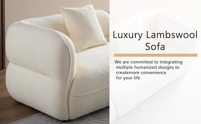 110" Modern Couch Curved Sofa for Living Room, Luxury Curved Sectional Sofas, Upholstered Boucle 3-Seater Loveseat, Minimalist Couches for Office Apartment, Beige