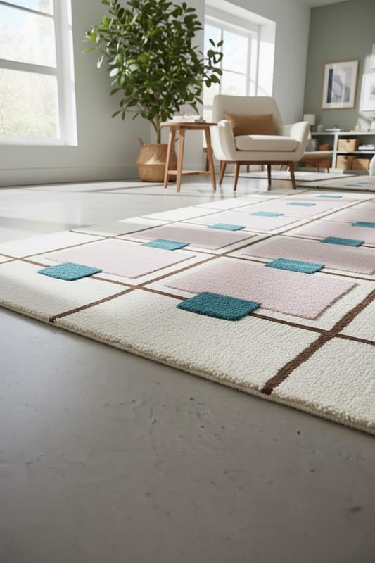 Greer Wool Area Rug - Chic Hand-Tufted Mauve, Blue, and Beige Design for Stylish Home Decor (8x10 Ft)