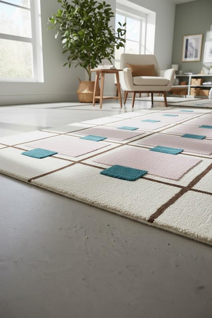 Greer Wool Area Rug - Chic Hand-Tufted Mauve, Blue, and Beige Design for Stylish Home Decor (8x10 Ft)