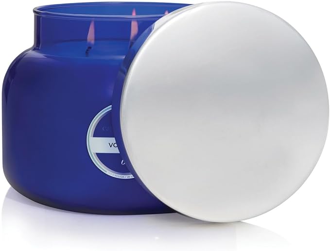 Capri Blue Volcano Scented Candles - Luxury Three Wick Candles for Home Scented with Tropical Fruit & Sugared Citrus - Soy Wax Blend - Large Blue Color (28 oz)
