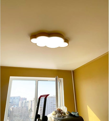 Cloud Shape LED Ceiling Light Fixture, 27 inch, Yellow, 54W, Dimmable with Remote, 4 Color Temperatures,for Kids Room/Bedroom Study/Nursery Ceiling Light