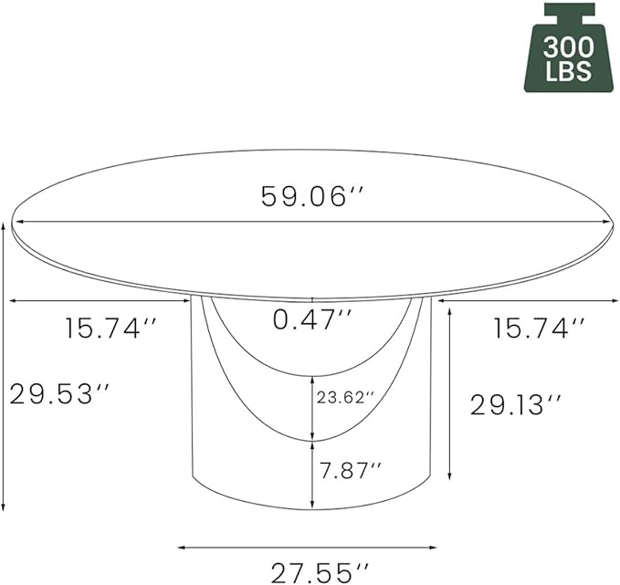 POVISON Round Dining Table, 59" Matte White Sintered Stone Top Dining Table with Gray Carbon Steel Pedestal, Modern Dining Room Table for Kitchen, Living Room (Table Only)