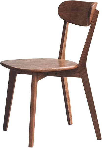 Oak Dining Chairs, Kitchen Chairs, 100% Solid Wood Modern Dinner Chair with Curved Backrest, Dining Room Chair for Kitchen, Living Room, Dining Room (1PK, Walnut)