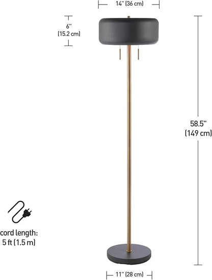 GLOBE Electric 67346 Novogratz x Floor Lamp, Dark Gray