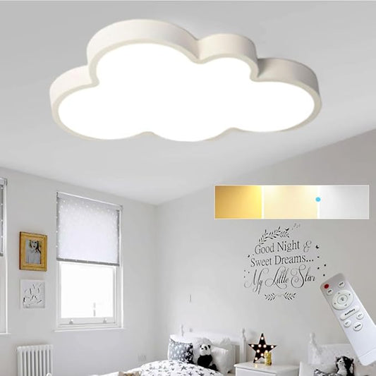 Cloud Lights for Ceiling White 26" 54w Close to Ceiling Light Fixtures with Remote Cloud Shaped Led Ceiling Lamp Flush Mount Lighting Fixture for Girls Children's Room/Kindergarten