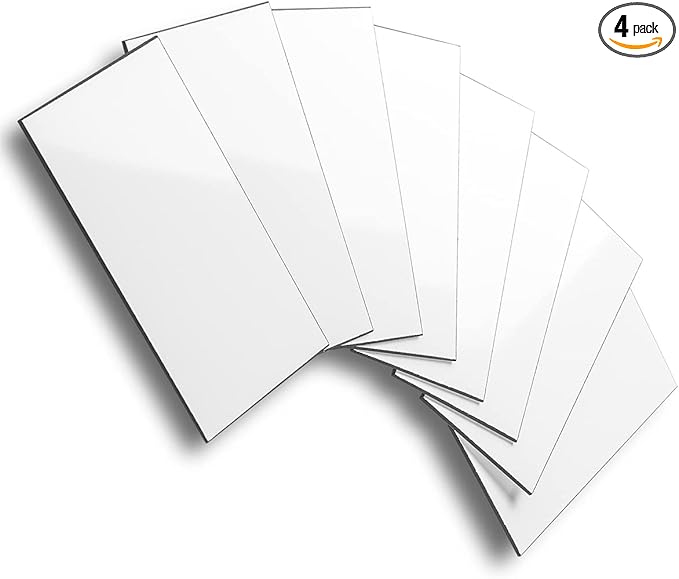AULIGET Thick PVC Peel and Stick Backsplash, Polished White Subway Tile Peel and Stick Wall Tiles, Pack of 4