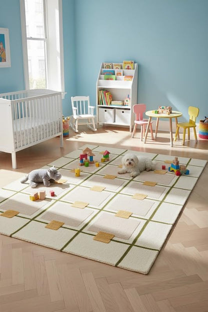 Greer Hand-Tufted Wool Rug - Elegant Taupe and Olive Geometric Pattern for Sophisticated Home Decor (2.5x9 Ft)