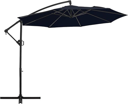wikiwiki 10ft Patio Umbrellas Offset Outdoor Umbrella Cantilever Hanging Umbrellas w/Infinite Tilt, Fade Resistant Waterproof RECYCLED FABRIC Canopy & Cross Base, for Yard, Garden & Deck, Navy Blue