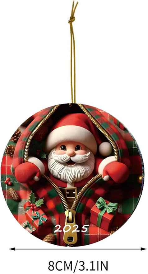 2025 Christmas Ornaments, Funny Acrylic Christmas Tree Decorations, Stained Glass Style, Unique Santa Gift Exchange