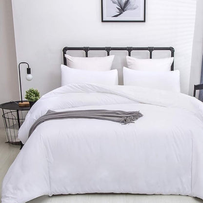 CLOTHKNOW White Full Size Comforter Sets 3Pcs White Bedding Comforter Sets Women Men Bedding Sets Soft Comforter with 2 x Pillow Cases All Season