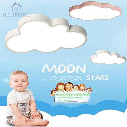 Modern Kids Room Ceiling Light,19in LED Light Fixture/with Remote Adjustable Lighting, Close-to-Ceiling Fixture for Bedroom, Kindergarten, Hallway, Balcony (White)