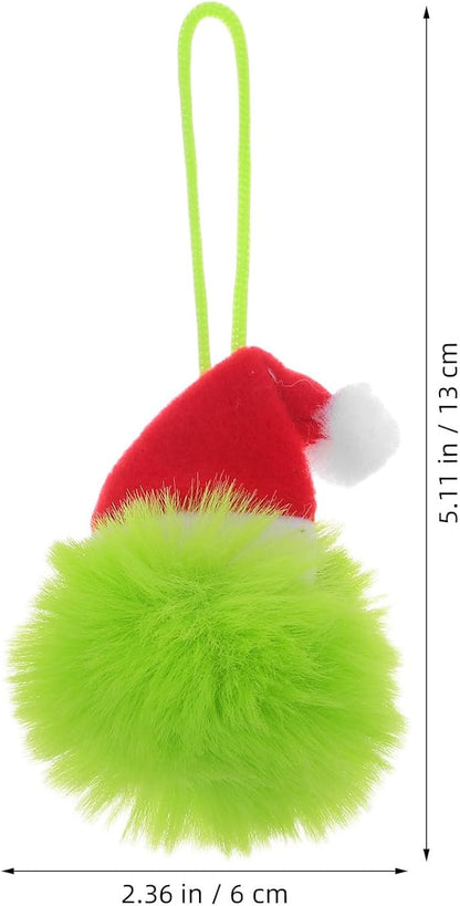 TOYANDONA 10PCS Faux Fur Pom Pom Ball - Furry Christmas Ball Ornaments with Santa Hat Tree Christmas Hanging Decorations for Party Supply Fireplace Mantel Wall Decor