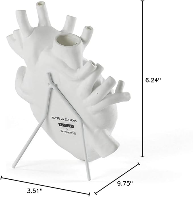 Seletti Love in Bloom Heart Vase, White