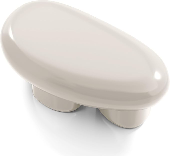 24/7 Shop at Home Kavren Modern 37-inch 2-Piece Oval Glossy Low Profile Coffee Table Set, Stone Shape Living Room Furniture for Small Space, Ivory