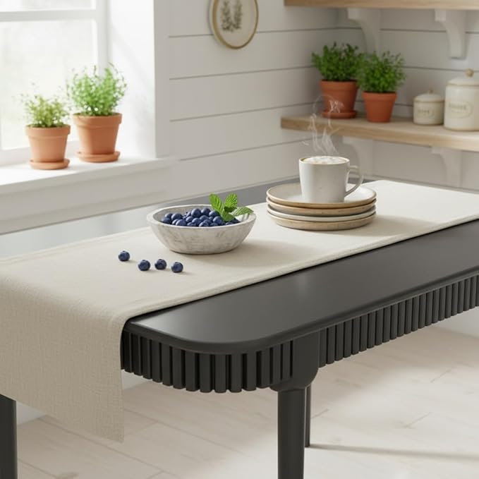 LukeAlon Mid-Century 63 Inch Solid Wood Dining Table for 4-6, Retro Farmhouse Kitchen Table with Large Tabletop, Modern Table for Dining Room, Living Room, Kitchen, Black