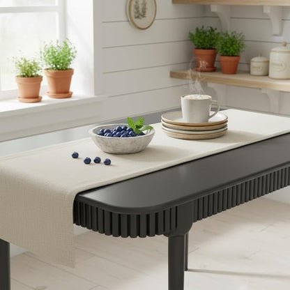 LukeAlon Mid-Century 63 Inch Solid Wood Dining Table for 4-6, Retro Farmhouse Kitchen Table with Large Tabletop, Modern Table for Dining Room, Living Room, Kitchen, Black