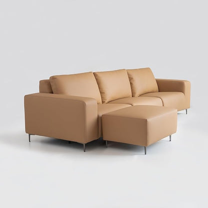 Acanva Dual Power Reclining Sectional Sofa with Movable Ottoman, Modern Vegan Leather Modular Recliner Couch for Living Room, 4 Piece Set
