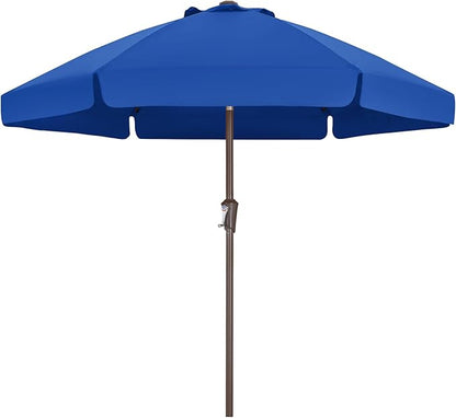 ABCCANOPY 7.5ft Scalloped Patio Umbrella, Outdoor Table Umbrella with Tilt and Crank, Fiberglass Ribs Deck Umbrella for Patio, Pool, Garden, Picnic (Blue)