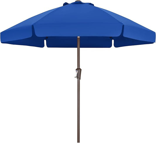 ABCCANOPY 7.5ft Scalloped Patio Umbrella, Outdoor Table Umbrella with Tilt and Crank, Fiberglass Ribs Deck Umbrella for Patio, Pool, Garden, Picnic (Blue)