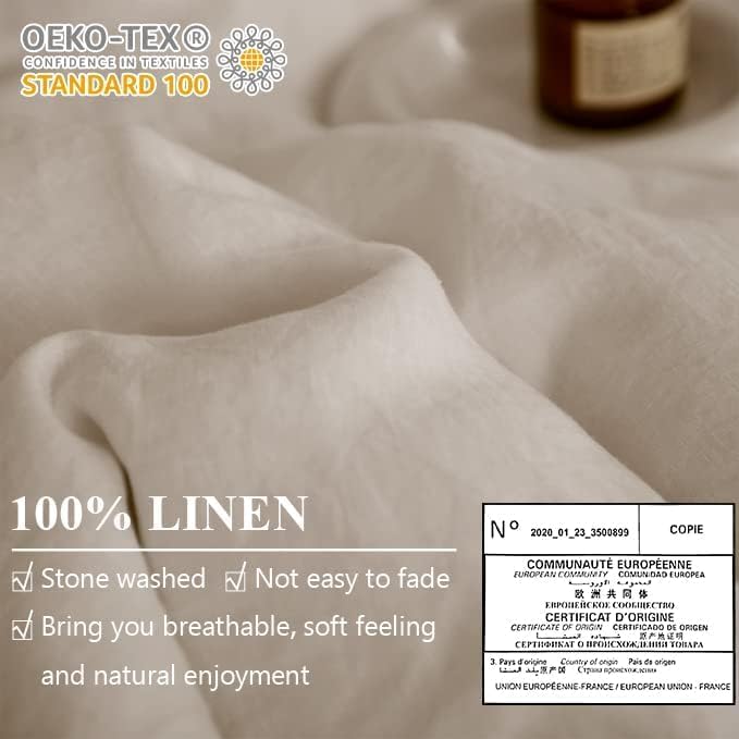 Simple&Opulence 100% Linen Boho Duvet Cover,2pcs Bohemian Textured Collection Bedding Set for All Seasons,French Country Comforter Cover Set with Pillow Shams(Twin, Tassel-Linen)