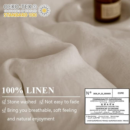 Simple&Opulence 100% Linen Boho Duvet Cover,2pcs Bohemian Textured Collection Bedding Set for All Seasons,French Country Comforter Cover Set with Pillow Shams(Twin, Tassel-Linen)