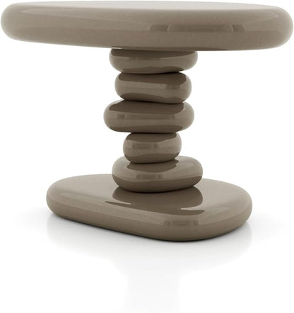 24/7 Shop at Home Kavren Modern 22-inch Oval Glossy Pedestal End Table, Stone Shape Living Room Furniture for Small Space, Dark Brown