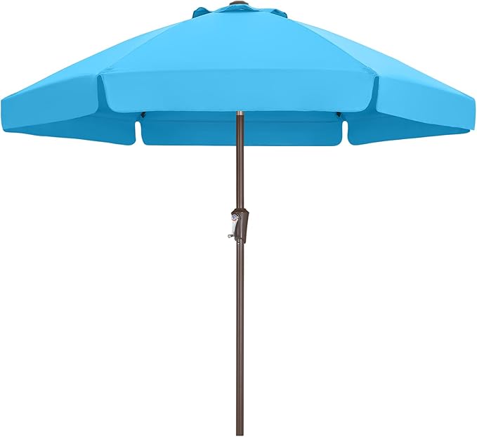ABCCANOPY 7.5ft Scalloped Patio Umbrella, Outdoor Table Umbrella with Tilt and Crank, Fiberglass Ribs Deck Umbrella for Patio, Pool, Garden, Picnic (Lake)