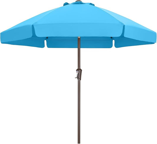 ABCCANOPY 7.5ft Scalloped Patio Umbrella, Outdoor Table Umbrella with Tilt and Crank, Fiberglass Ribs Deck Umbrella for Patio, Pool, Garden, Picnic (Lake)