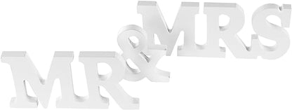 Super Z Outlet White Wooden Mr and Mrs Signs Wedding Present for Party Table Top Dinner Decoration, Display Stand Figures, Home Wall