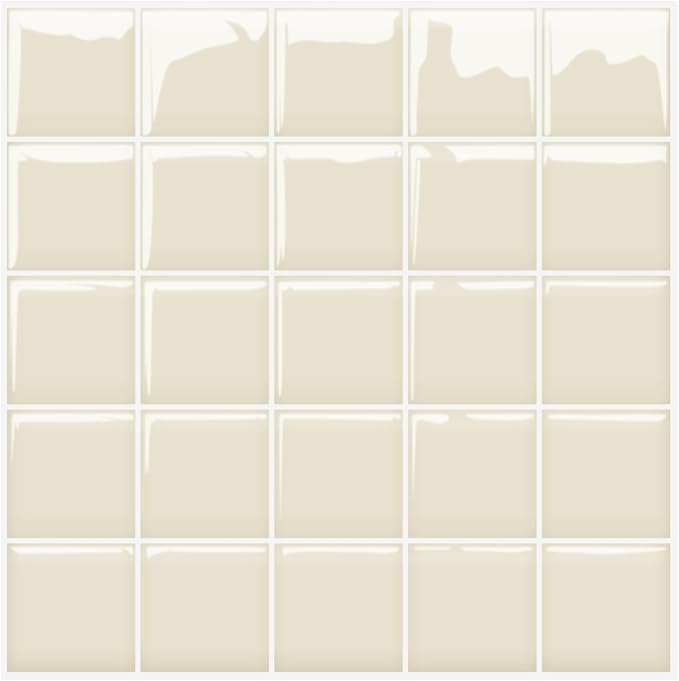 Alwayspon 10 Sheets 10"x10" Beige 3D Vinyl Backsplash Tiles, Self-Adhesive Peel and Stick Wall Tile Stickers Stick on Subway Tiles for Kitchen Bathroom Wall