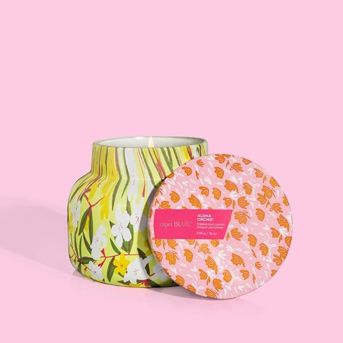 Capri Blue Scented Candles - Pattern Play Glass Jar Candles - Long Lasting Soy Wax Blend - Luxury Home Decor - Notes of Orchid, Jasmine, Gardenia & Floral Musk - Gifts for Women (Aloha Orchid, 19 oz)