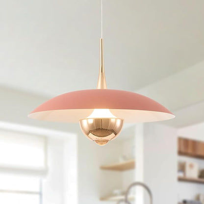Modern LED Hanging Lamp Mini Indoor Ceiling Light with Pink Shade Bedside Gold Pendant Light for Kitchen Bedroom Hallway