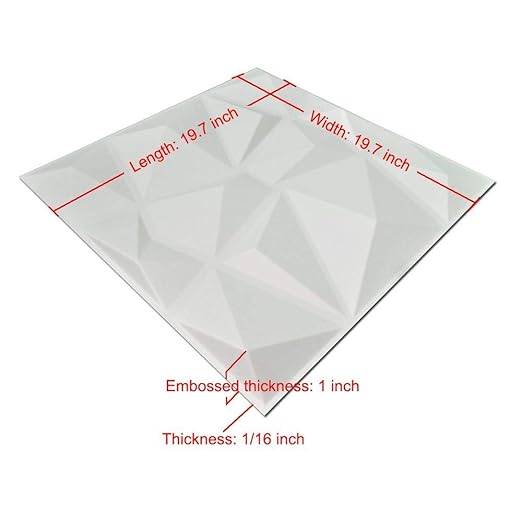 Art3d 12 Pack 3D Diamond Design Wall panels 19.7"x19.7" PVC Panel for Interior Wall Decor Living Room, Office, TV Background, Snow White