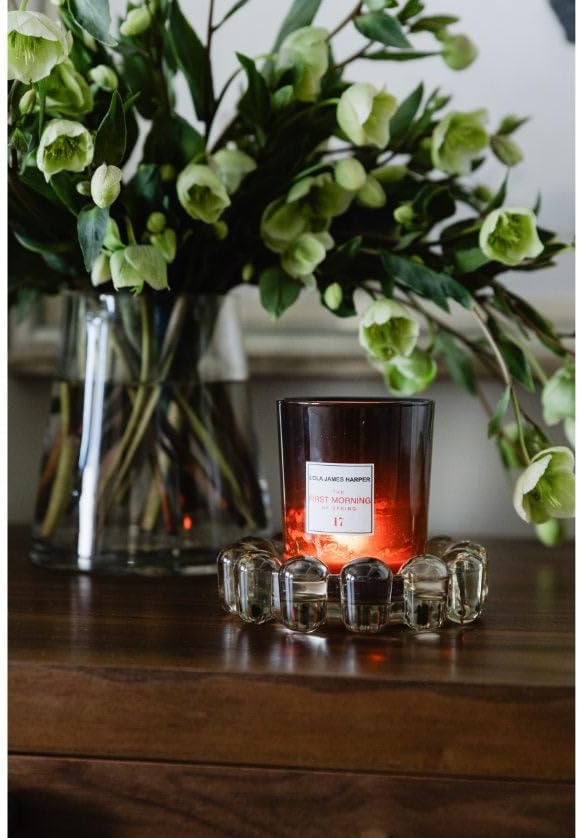 Alice Lane Bubble Candle Dish – Chic Smoky Glass Candle Dish for Home Decor – Decorative Modern Candle Holder for Small Candles