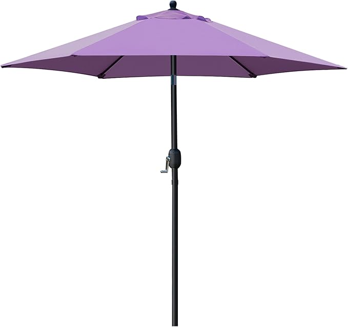 Sunnyglade 7.5' Patio Umbrella Outdoor Table Market Umbrella with Push Button Tilt/Crank, 6 Ribs (Purple)