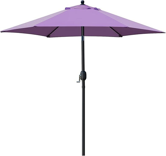 Sunnyglade 7.5' Patio Umbrella Outdoor Table Market Umbrella with Push Button Tilt/Crank, 6 Ribs (Purple)