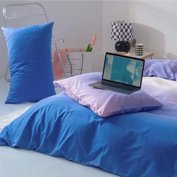 CLOTHKNOW Blue Purple Queen Comforter Set Blue Bedding Comforter Sets Soft Comforters Women Girls Comforter with 2 Pillowcases