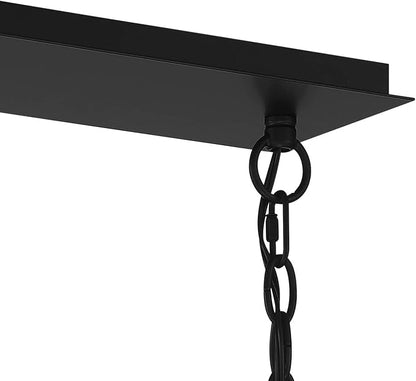 Possini Euro Design Carrine Black Silver Metal Rectangle Linear Pendant Chandelier 38 1/2" Wide Modern Clear Crystal Flower Vine 8-Light Fixture for Kitchen Island Dining Room House High Ceilings